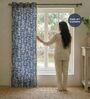 Twigs Indigo Blue Floral Cotton Curtains for Window Pack of 1