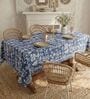 Twigs Indigo Floral Cotton Table Cover ( 4 Seater  )