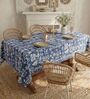 Twigs Indigo Floral Cotton Table Cover ( 6 Seater  )