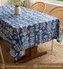 Twigs Indigo Floral Cotton Table Cover ( 6 Seater  )