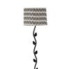 Twisted leaf design Black metal floor lamp with Chevron Print Shade
