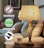 Twisted Wooden Table Lamp  with Natural Jute Fabric Shade | Modern Farmhouse Bedside Lamp for Living Room, Bedroom & Home D cor