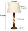 Twisted Wooden Table Lamp  with Pleated White Fabric Shade | Modern Farmhouse Bedside Lamp for Living Room, Bedroom & Home D cor