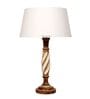 Twisted Wooden Table Lamp  with White Fabric Shade | Modern Farmhouse Bedside Lamp for Living Room, Bedroom & Home D cor