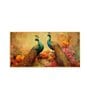Two Peacock With Flower Background Glass Finish Horizontal Wall Art