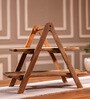 Two Tier Acacia Wood Serving Tray with Stand