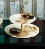 Two Tier White & Gold Cake Stand (1 Piece)