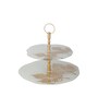 Two Tier White & Gold Cake Stand (1 Piece)