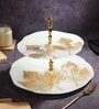 Two Tier White & Gold Cake Stand (1 Piece)
