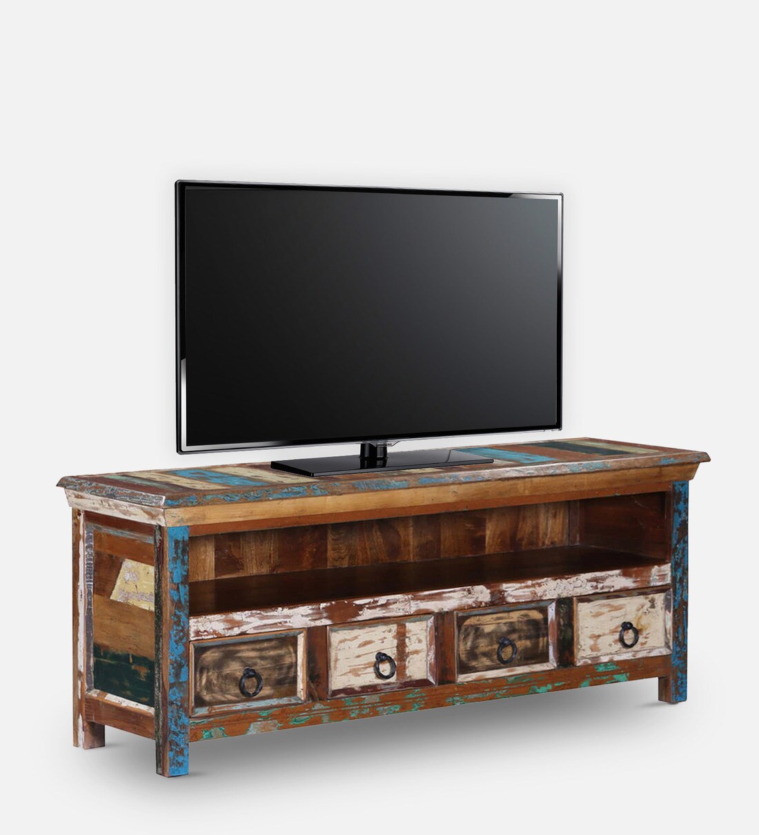 Buy Tynisha Reclaimed Wood TV Console In Distress Finish By Bohemiana