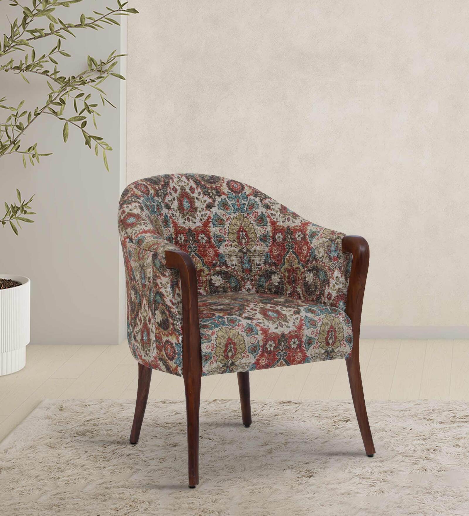 Tyne Scratch Resistant Teak Wood Arm Chair In Multicolour