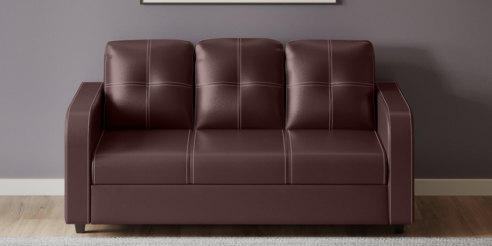 Tycoon Synthetic Leather 3 Seater Sofa in Burgandy Colour Tycoon Synthetic Leather 3 Seater Sofa in Burgandy Colour