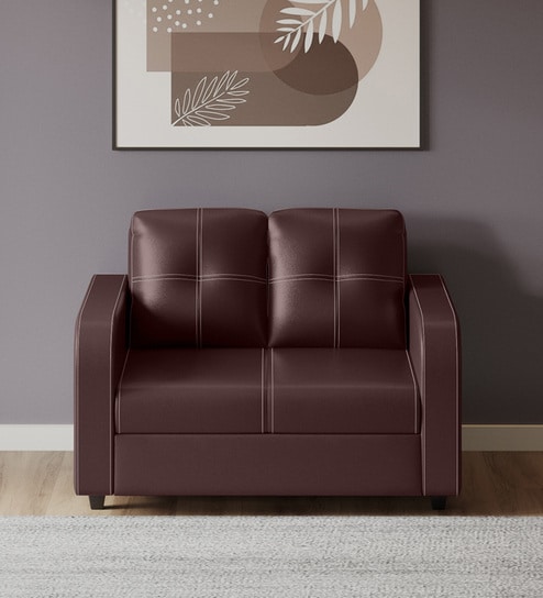 Tycoon Synthetic Leather 2 Seater Sofa in Burgandy Colour