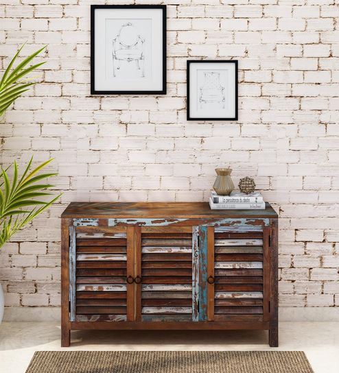 Buy Tynisha Solid Wood Shoe Cabinet In Distress Finish By