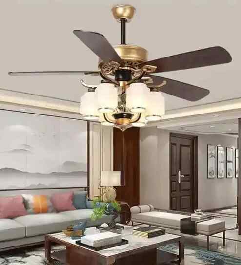 Tyra Smart Fan Brown Metal + Glass , Google & Alexa Remote & App Control