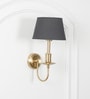 Tyler Brass Finish Metal Wall Light With Black Cotton Fabric Shade