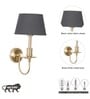 Tyler Brass Finish Metal Wall Light With Black Cotton Fabric Shade