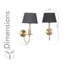 Tyler Brass Finish Metal Wall Light With Black Cotton Fabric Shade
