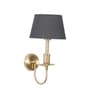 Tyler Brass Finish Metal Wall Light With Black Cotton Fabric Shade