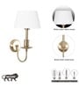 Tyler Brass Finish Metal Wall Light With Off-White Cotton Fabric Shade