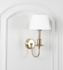 Tyler Brass Finish Metal Wall Light With Off-White Cotton Fabric Shade