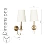 Tyler Brass Finish Metal Wall Light With White Cotton Fabric Shade