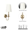 Tyler Brass Finish Metal Wall Light With White Cotton Fabric Shade