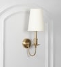 Tyler Brass Finish Metal Wall Light With White Cotton Fabric Shade