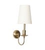 Tyler Brass Finish Metal Wall Light With White Cotton Fabric Shade