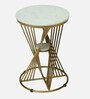 Tyno Metal End Table In White & Golden Finish with Marble Top