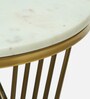 Tyno Metal End Table In White & Golden Finish with Marble Top