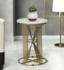 Tyno Metal End Table In White & Golden Finish with Marble Top