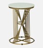 Tyno Metal End Table In White & Golden Finish with Marble Top