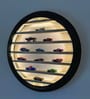 26-Inch Tyre Wooden Wall Shelf For Diecast Cars With Warm Led Light