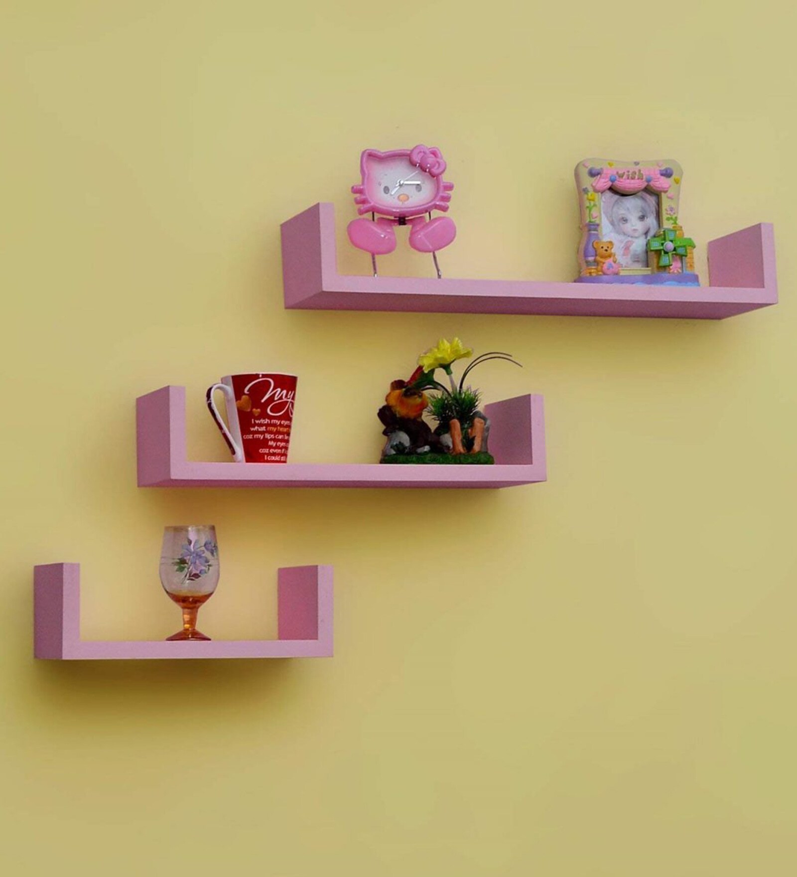 Pink Shelf Rack Buy U rack Floating Wall Shelf in Pink Set of 3 at 32% OFF by Wood ...