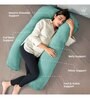 U Shaped Velvet 50 x 31 Inch Pregnancy Pillow in Aqua Green & Navy Blue Colour