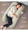 U Shaped Velvet 50 x 31 Inch Pregnancy Pillow in Black & Cream Colour