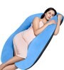U Shaped Velvet 50 x 31 Inch Pregnancy Pillow in Black & Sky Blue Colour