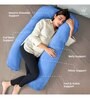 U Shaped Velvet 50 x 31 Inch Pregnancy Pillow in Black & Sky Blue Colour
