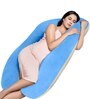 U Shaped Velvet 50 x 31 Inch Pregnancy Pillow in Cream & Sky Blue Colour