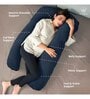 U Shaped Velvet 50 x 31 Inch Pregnancy Pillow in Grey & Navy Blue Colour