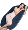 U Shaped Velvet 50 x 31 Inch Pregnancy Pillow in Grey & Navy Blue Colour