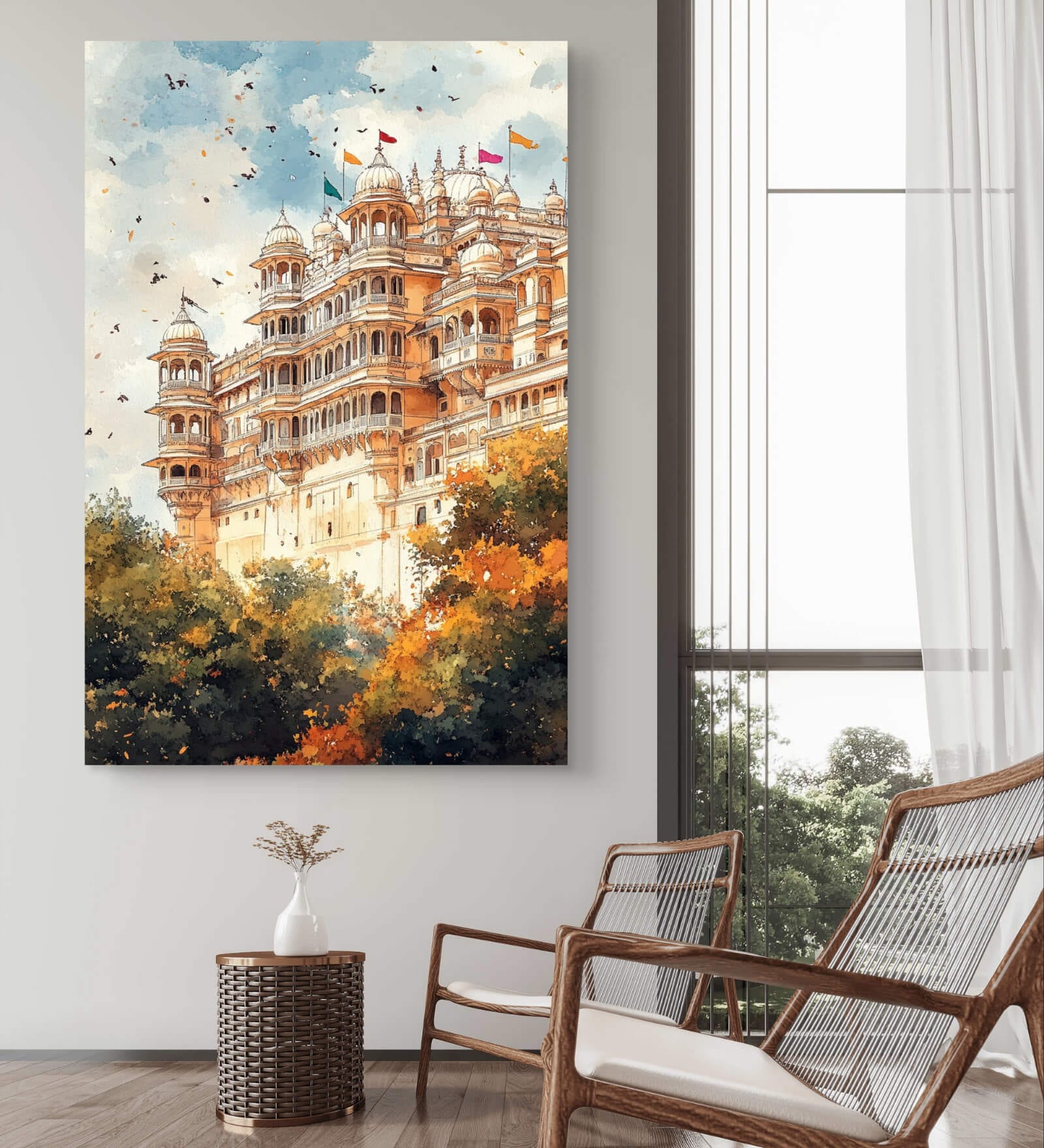 Udaipur City Palace 20inx16in Gallery Wrap Canvas Painting