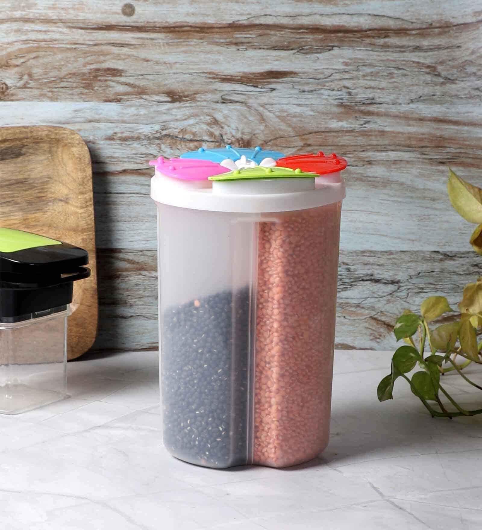 2 Ltr Plastic Airtight BPA free Cereal Dispenser with Lids
