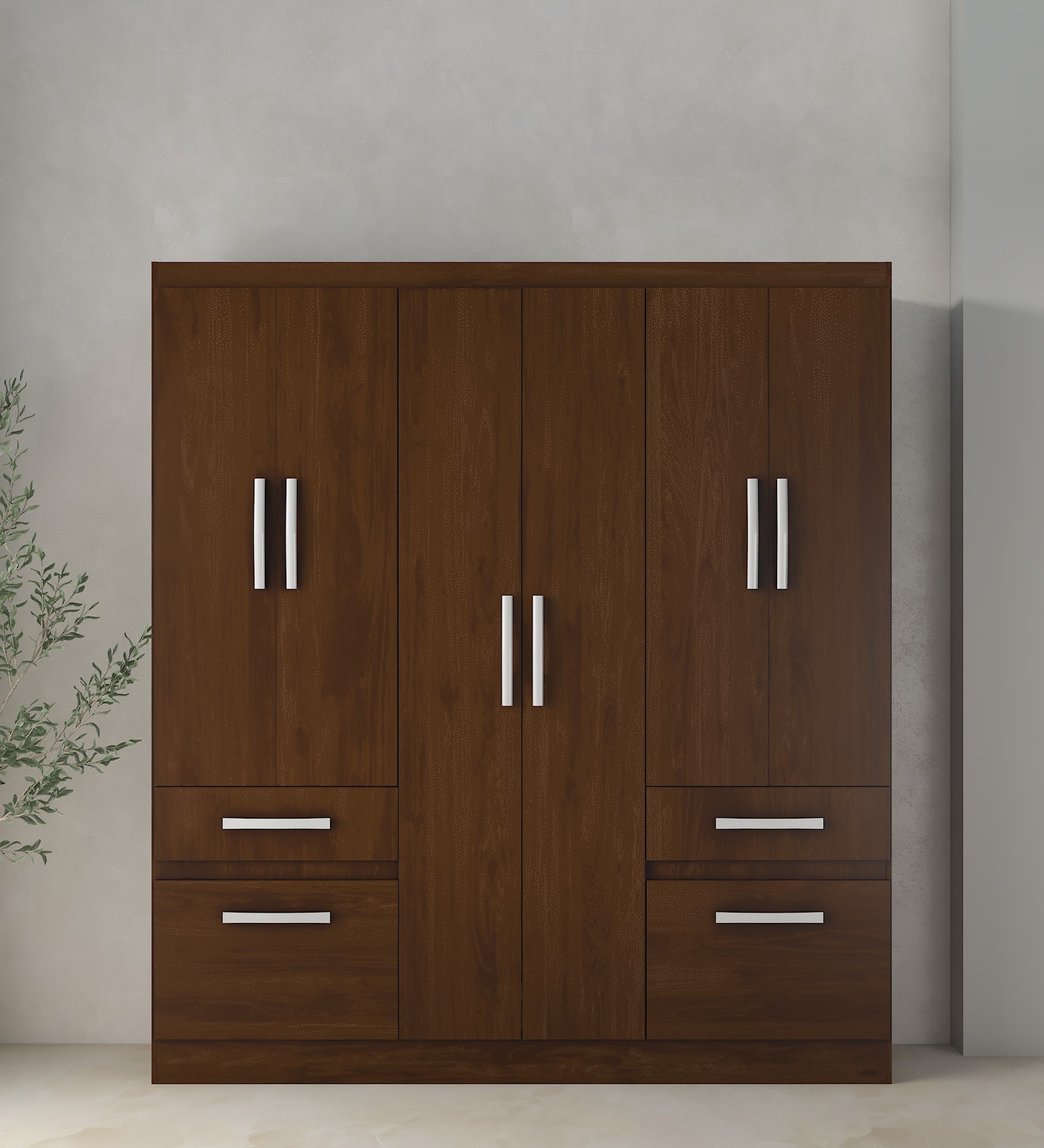 Ujisato 6 Door Wardrobe in Regato Walnut Finish