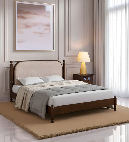 Ukti Queen Size Bed In In Walnut Finish