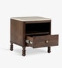 Ukti Marble Bedside In Walnut Finish
