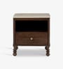 Ukti Marble Bedside In Walnut Finish