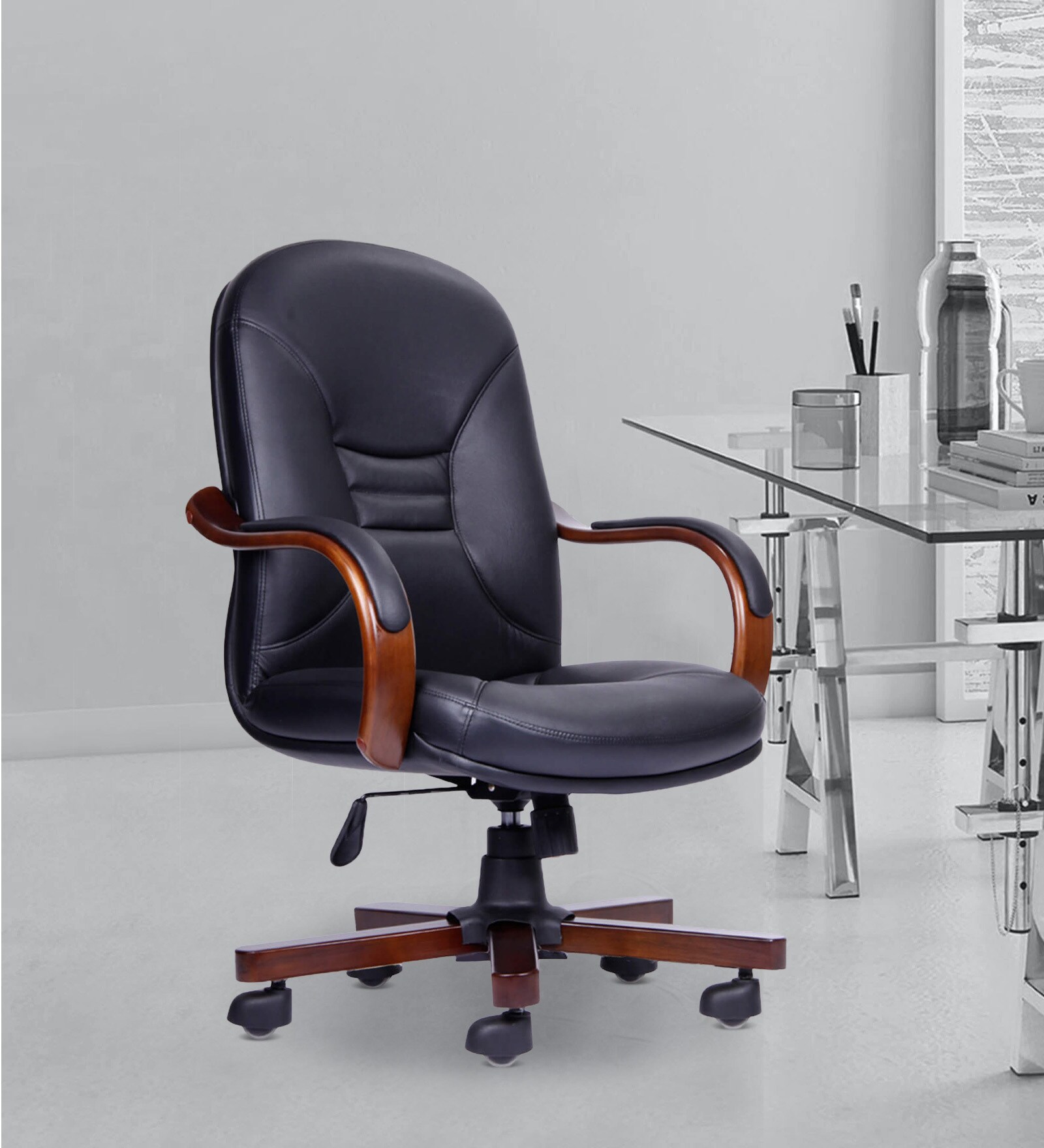 Buy Ultra Executive Chair in Black Colour by Durian Online Mid Back Executive Chairs Chairs