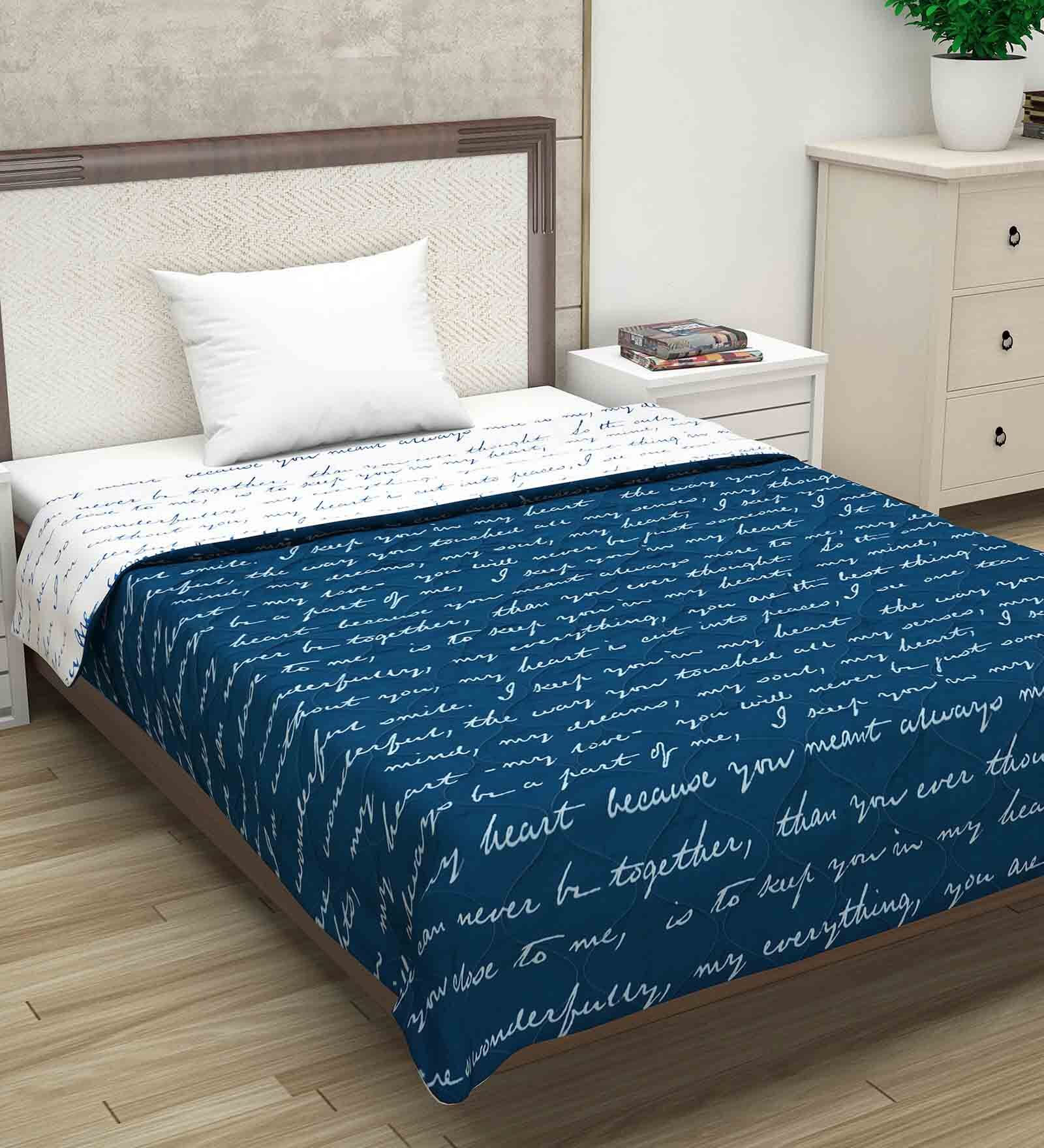 Blue Polyester 100 AC Room Single Bed Comforter